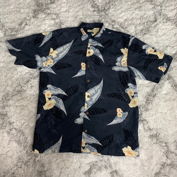 Blue Hawaiian Tommy Bahama Shirt Leeve Shirt Sz M - Picture 1 of 5